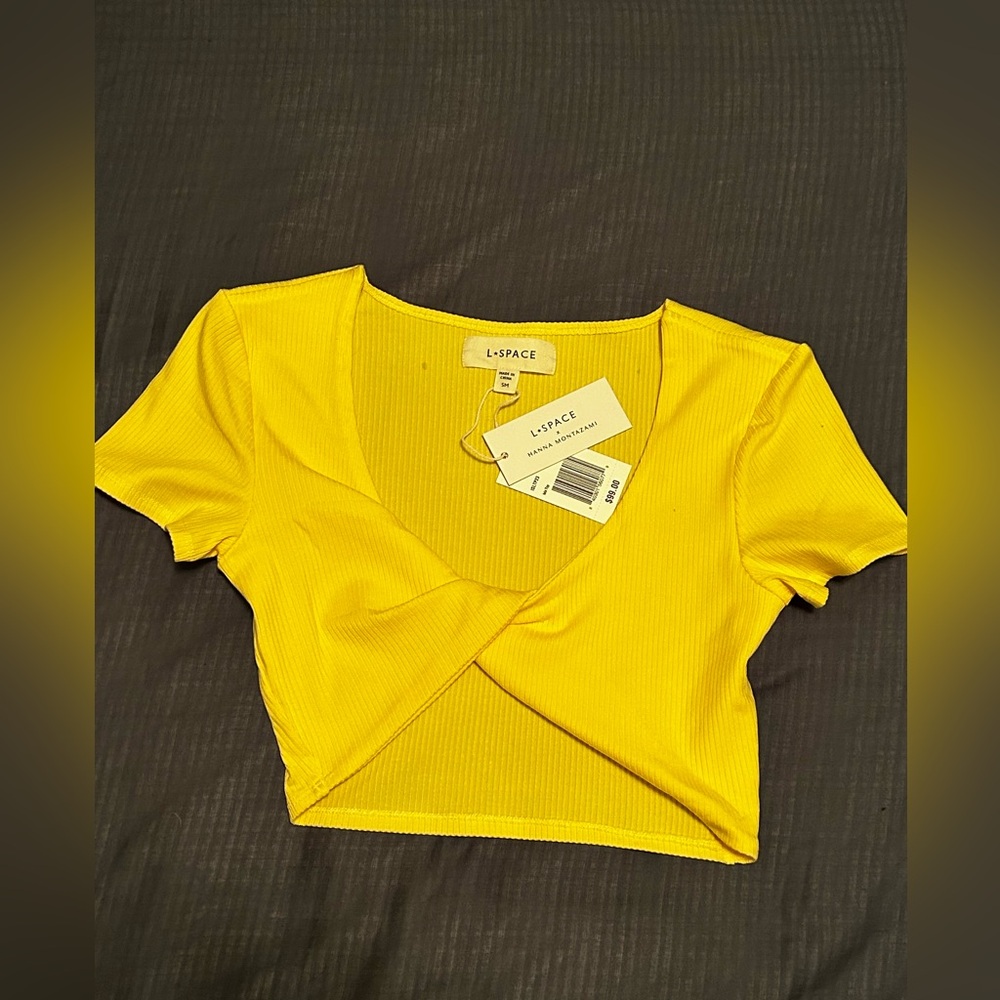 NWT! L*Space twisted front bright yellow crop top
